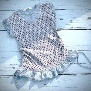 PAPER WINGS Organic Grey Heart Drawstring Tee Shirt Top Size 4 NWOT